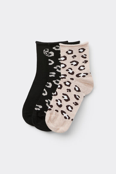 Tezenis 3 Pares Calcetines Cortos Algodón sin Borde Estampado Mujer Mujer Negro Tamaño TU