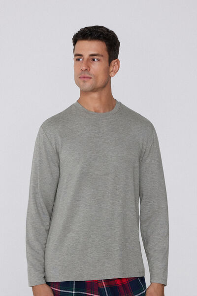 Tezenis Camiseta Manga Larga Viscosa Afelpada Hombre Gris Tamaño L