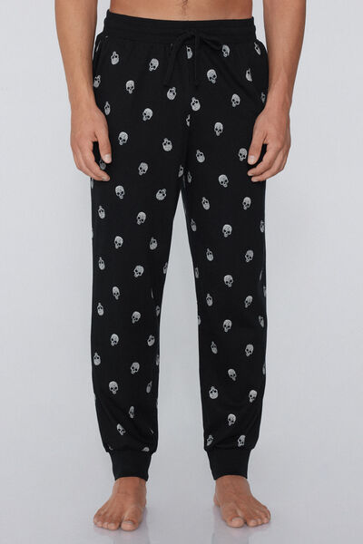 Tezenis Pantalón de Chándal de Algodón Grueso con Estampado y Bolsillos Hombre Negro Tamaño L