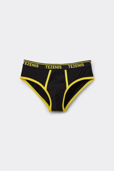 Tezenis Calzoncillos Algodón Orgánico Bordes Contraste Logo Hombre Negro Tamaño XXL