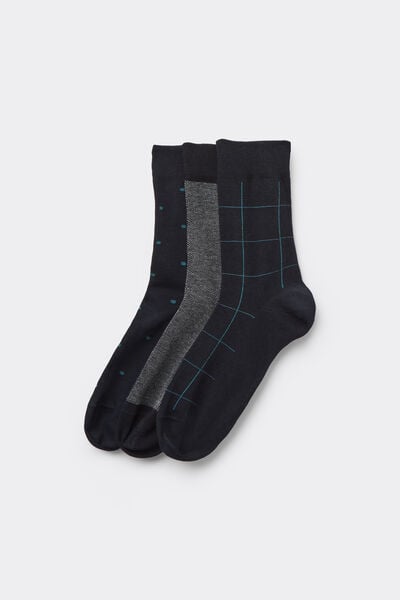 Tezenis 3 Pares Calcetines Cortos Algodón sin Borde Estampado Hombre Hombre Azul Tamaño TU