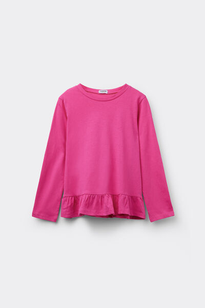 Tezenis Camiseta Manga Larga Algodón con Volante Chica Rosa Tamaño 10-11