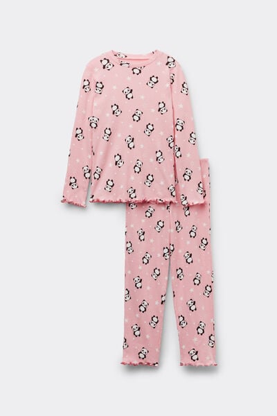 Tezenis Pijama Largo Niña Algodón Estampado Panda Chica Rosa Tamaño 4-5
