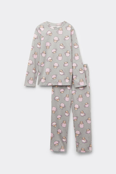 Tezenis Pijama Largo Niña Algodón Estampado Gatitos Chica Gris Tamaño 10-11