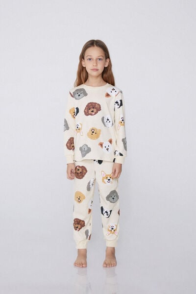 Tezenis Pijama Largo Micropolar Estampado Perros Niña Chica Marrón Tamaño 8-9