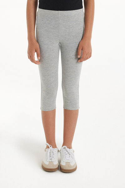 Tezenis Leggings Capri de Algodón de Color Liso para Niña Chica Gris Tamaño 2-3