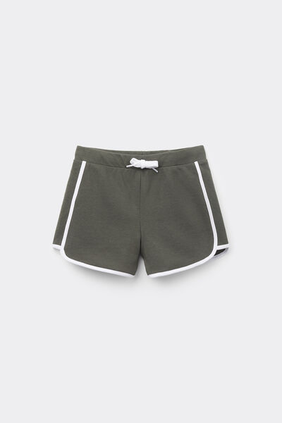 Tezenis Shorts Felpa Algodón Ribetes Niña Chica Verde Tamaño 2-3