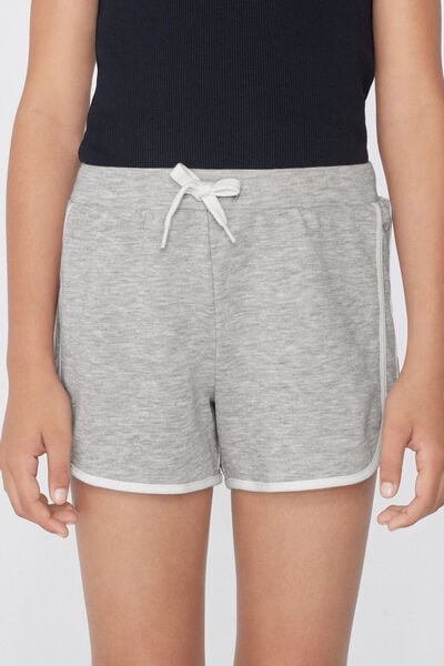 Tezenis Shorts Felpa Algodón Ribetes Niña Chica Gris Tamaño 12-13