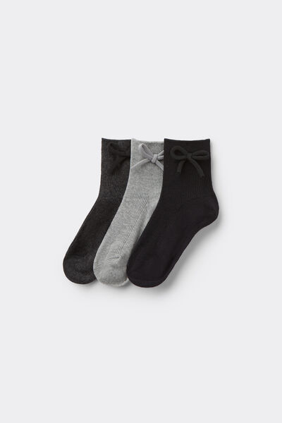 Tezenis 3 Pares Calcetines Cortos Algodón Estampados Niña Chica Negro Tamaño 34-36