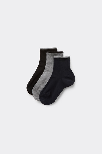 Tezenis 3 Pares Calcetines Cortos Algodón sin Borde Estampado Niño Niño Negro Tamaño 25-27