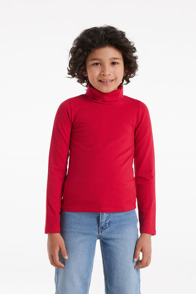 Tezenis Camiseta térmica de manga larga y cuello alto para niños Unisex Rojo Tamaño 8-9