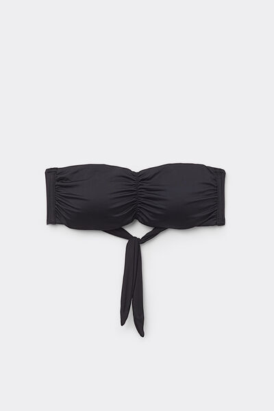 Tezenis Bikini Bandeau Reciclado con Relleno Extraíble y Frunce Mujer Negro Tamaño L