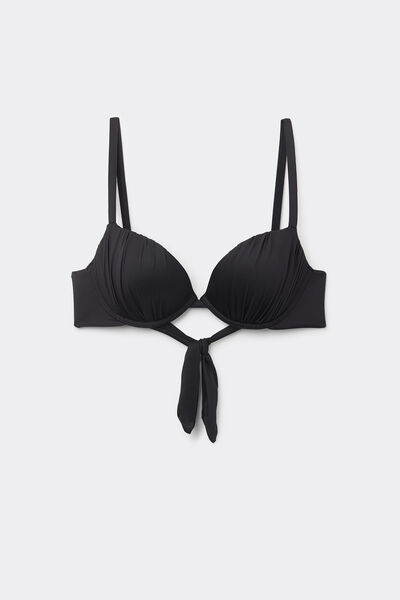 Tezenis Bikini Push-Up Reciclado y Graduado con Frunce Mujer Negro Tamaño 1