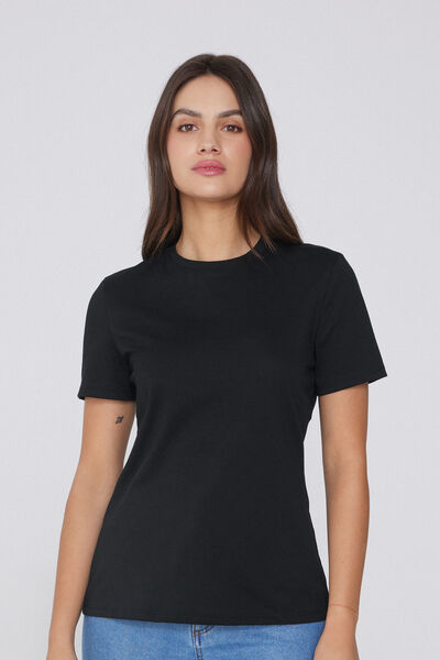Tezenis Camiseta Cuello Redondo Algodón Orgánico Mujer Negro Tamaño S