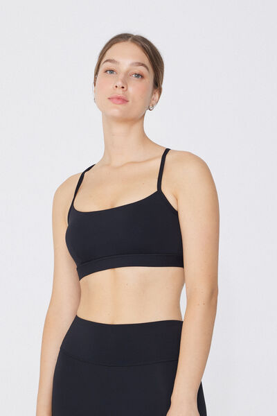 Tezenis Top Deportivo Corto con Relleno y Tirantes Finos Mujer Negro Tamaño L