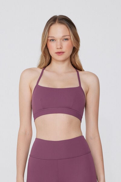 Tezenis Top Deportivo Corto con Relleno y Tirantes Finos Mujer Violeta Tamaño L