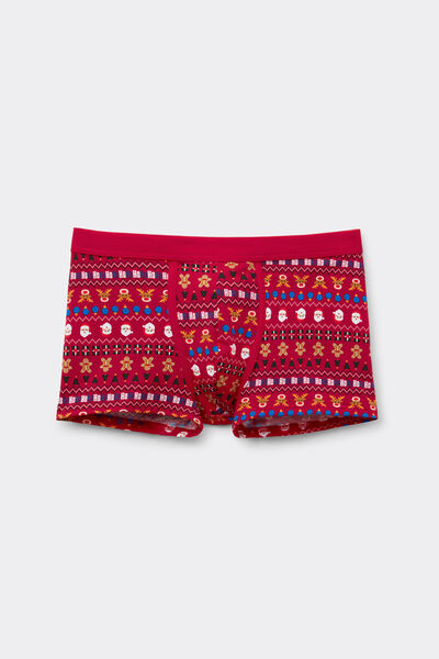 Tezenis Bóxer de Algodón Elástico Estampado Navideño Hombre Rojo Tamaño M