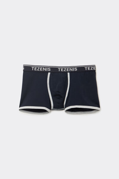 Tezenis Bóxer de Algodón orgánico con Bordes Contraste y Logo Hombre Azul Tamaño XXL