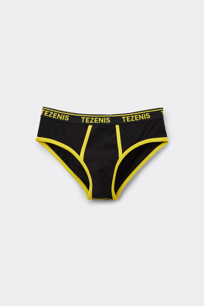 Tezenis Calzoncillos Algodón Orgánico Bordes Contraste Logo Hombre Negro Tamaño S