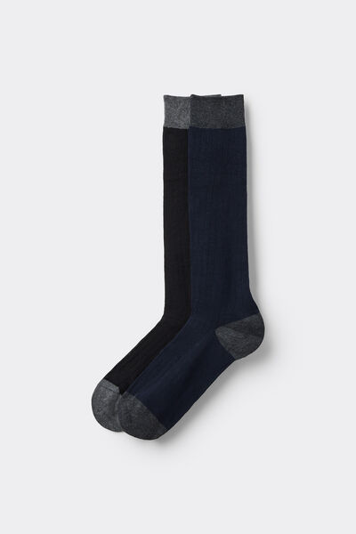Tezenis 2 Pares de Calcetines Largos de Algodón para Hombre con Motivos Hombre Negro Tamaño TU