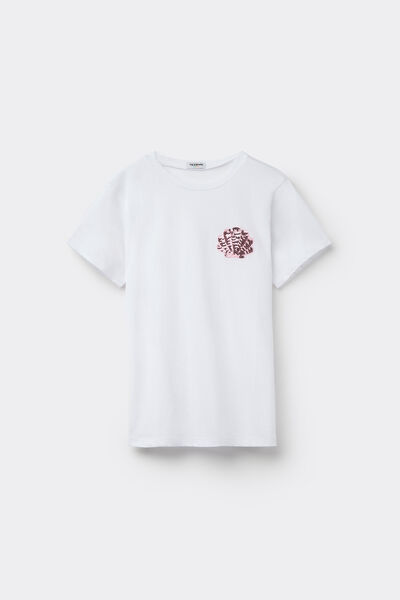 Tezenis Camiseta Algodón Cuello Redondo Lentejuelas Niña Chica Blanco Tamaño 6-7