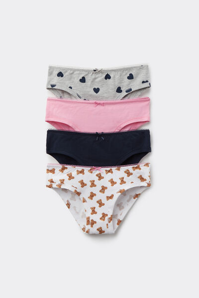 Tezenis 4 Braguitas Niña Algodón Estampado Chica Blanco Tamaño 4-5