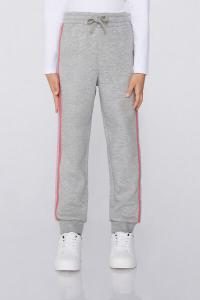 Tezenis Pantalones Largos Felpa Gruesa Niña Bandas Laterales Chica Gris Tamaño 2-3