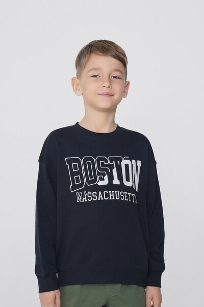 Tezenis Sudadera Manga Larga con Estampado para Niño Niño Negro Tamaño 8-9