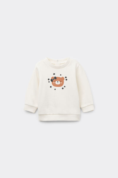 Tezenis Sudadera Cuello Redondo Algodón Estampado Bebé  Blanco (avorio) Tamaño 9-12