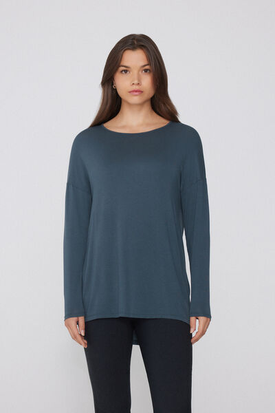 Tezenis Maxicamiseta Manga Larga Viscosa Ligera Mujer Gris Oscuro Tamaño M