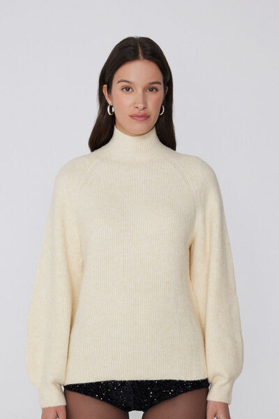 Tezenis Jersey Canalé Manga Larga Cuello Ondulado Mujer Blanco (avorio) Tamaño M