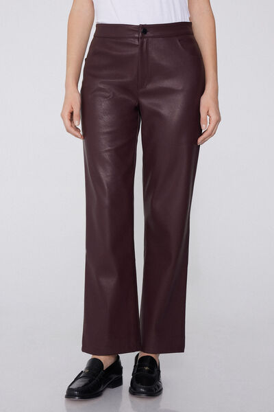 Tezenis Pantalones Largos Pitillo Efecto Piel Mujer Violeta Tamaño L