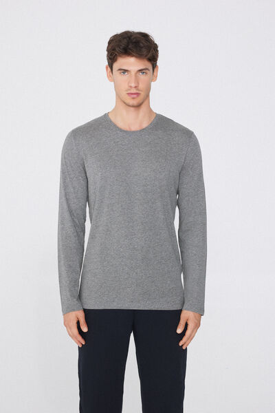 Tezenis Camiseta 100% algodón manga larga y cuello redondo hombre Hombre Gris Tamaño XXL