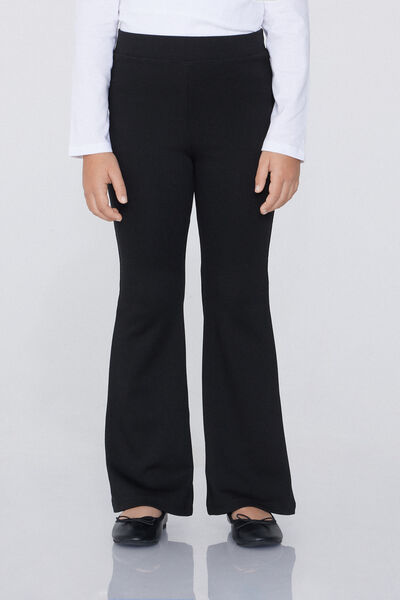 Tezenis Pantalones Largos Flare Punto Milano Chica Negro Tamaño 10-11