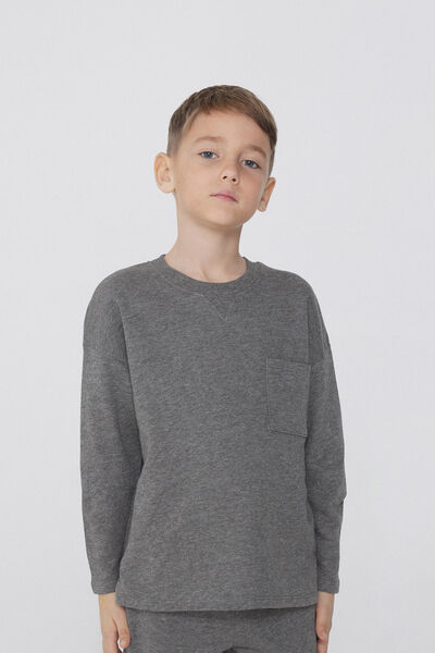 Tezenis Sudadera Manga Larga Cuello Redondo y Bolsillo Niño Niño Gris Tamaño 8-9