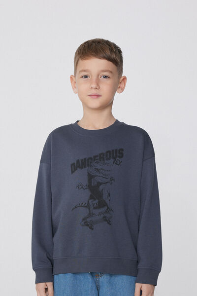 Tezenis Sudadera Manga Larga con Estampado para Niño Niño Gris Tamaño 4-5