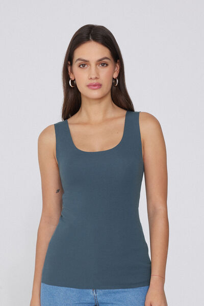 Tezenis Camiseta Tirantes Sin Costuras Algodón Orgánico Mujer Gris Oscuro Tamaño M