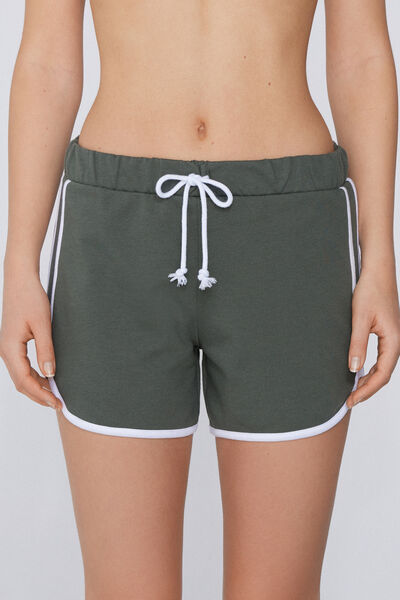 Tezenis Shorts de Felpa con Ribetes Mujer Verde Tamaño XS