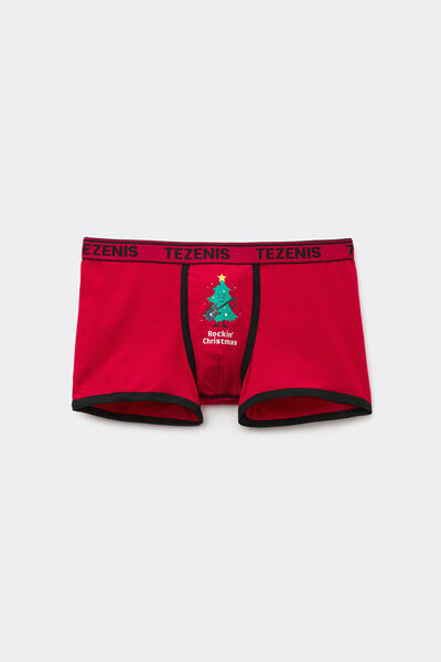 Tezenis Bóxer de Algodón con Logo y Estampado Navideño Hombre Rojo Tamaño L