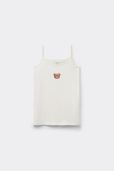 Tezenis Camiseta de Tirantes Finos con Escote Redondo de Algodón con Estampado para Niña Chica Blanco Tamaño 12-13