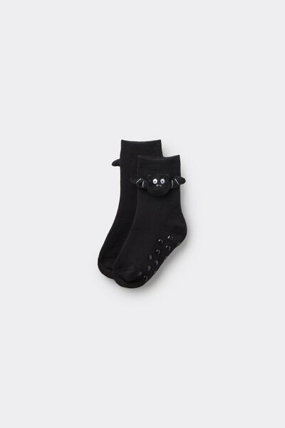 Tezenis Calcetines Cortos Antideslizantes Niño Aplicación Murciélago Unisex Negro Tamaño 28-30