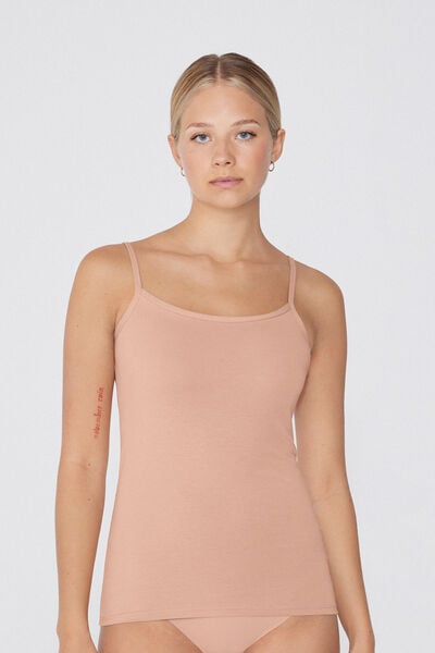Tezenis Camiseta de Tirantes de Algodón Orgánico Elástico con Cuello Redondo Mujer Natural Tamaño M