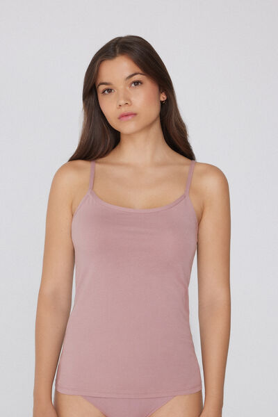 Tezenis Camiseta de Tirantes de Algodón Orgánico Elástico con Cuello Redondo Mujer Rosa Tamaño L