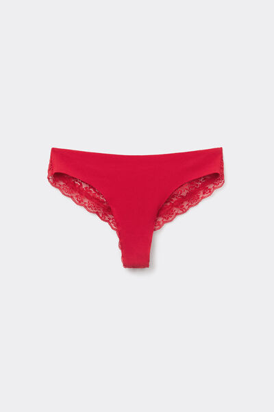 Tezenis Braguita Brasileña Sin Costuras Algodón Orgánico Encaje Reciclado Mujer Rojo Tamaño M