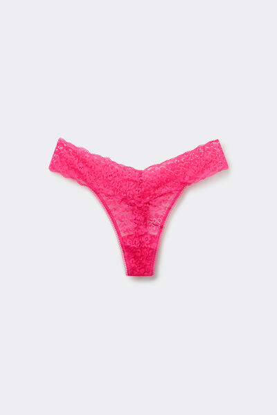 Tezenis Tanga de cintura alta con encaje reciclado Mujer Rosa Tamaño M