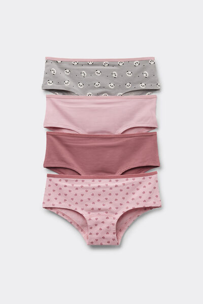 Tezenis 4 Culottes Niña Algodón Estampado Chica Gris Tamaño 8-9