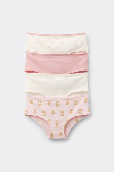 Tezenis 4 Culottes Niña Algodón Estampado Chica Rosa Tamaño 6-7