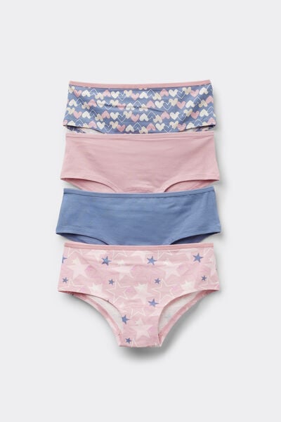 Tezenis 4 Culottes Niña Algodón Estampado Chica Azul Tamaño 4-5