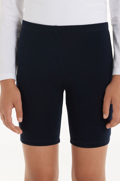 Tezenis Pantalón de Ciclista de Algodón de Color Liso para Niña Chica Azul Tamaño 8-9