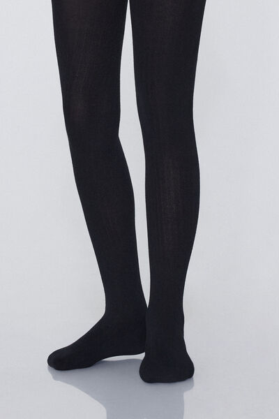 Tezenis Media térmica para niña de canalé Chica Negro Tamaño 7-9